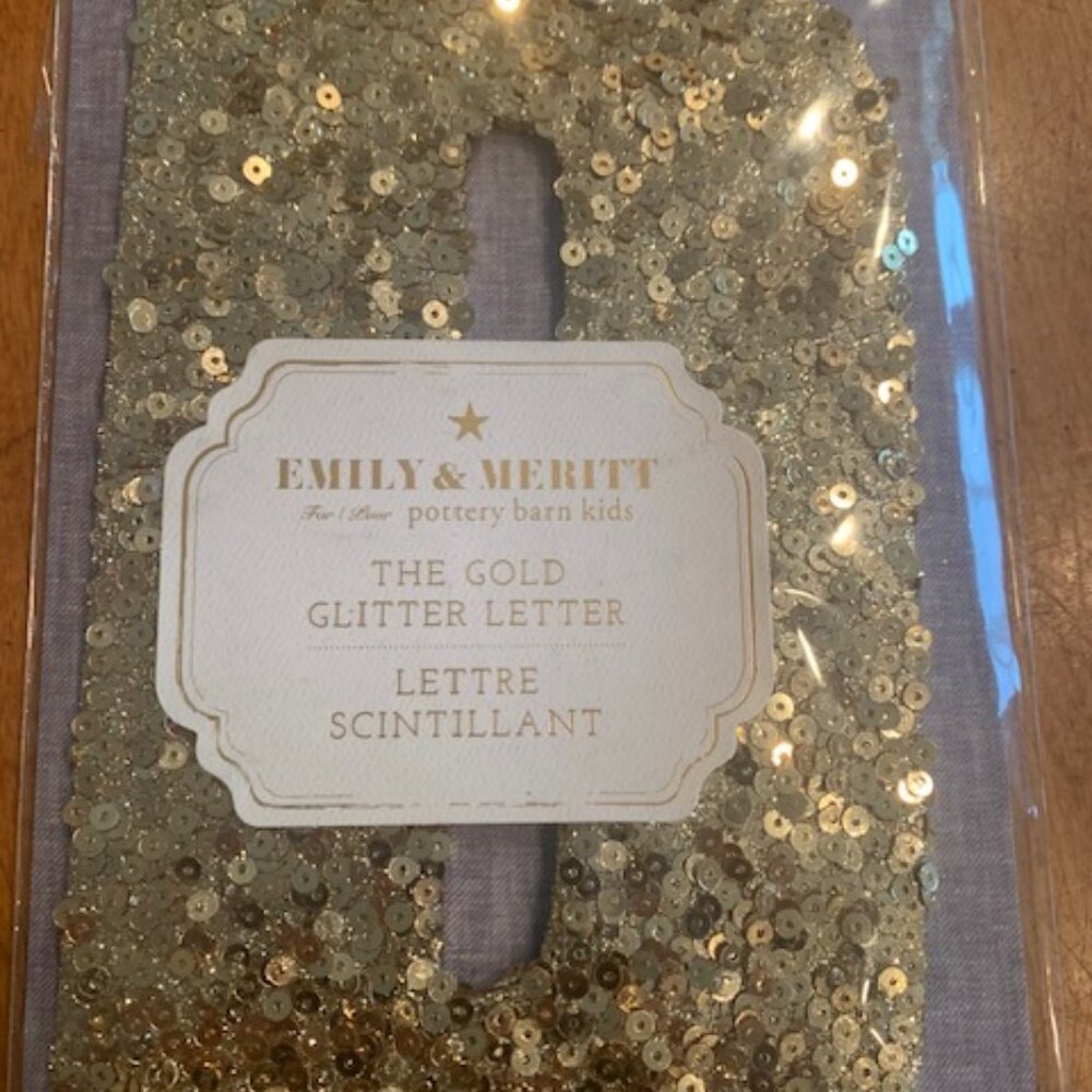Pottery Barn Emily & Meritt Decorative Sequin Gold Letter D - New